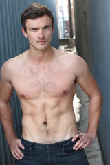 Fototapeta premium Shirtless sexy attractive fit man