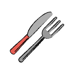 utensils kitchen fork and knife sketch vector illustration eps 10