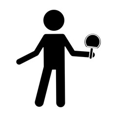 silhouette  character ping-pong player with racket ball vector illustration eps 10