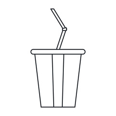 plastic cup soda with straw drink american football outline vector illustration eps 10