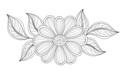 Vector Beautiful Contour Flower