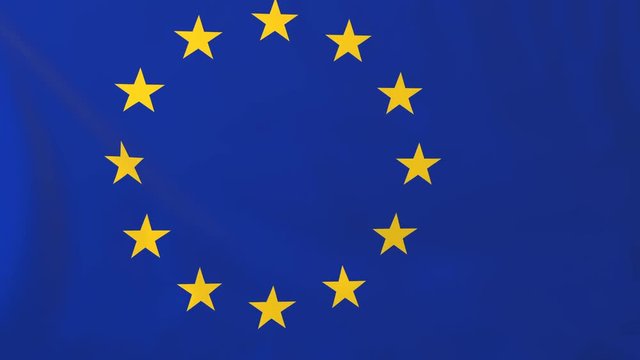 Flag of EU. Rendered using official design and colors. Seamless loop.