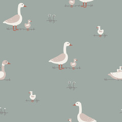 Seamless Pattern with Geese