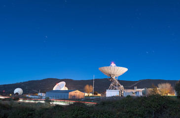 Night scene of Madrid Deep Space comunication complex. © herraez
