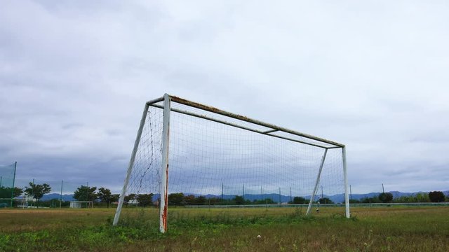 Time lapse view of Soccer Goalposts at ground in South Korea