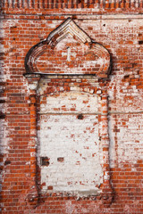 Fragment of old brick walls of the monastery in Suzdal