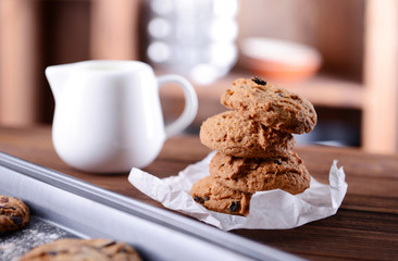 Freshly baked cookies on baking paper