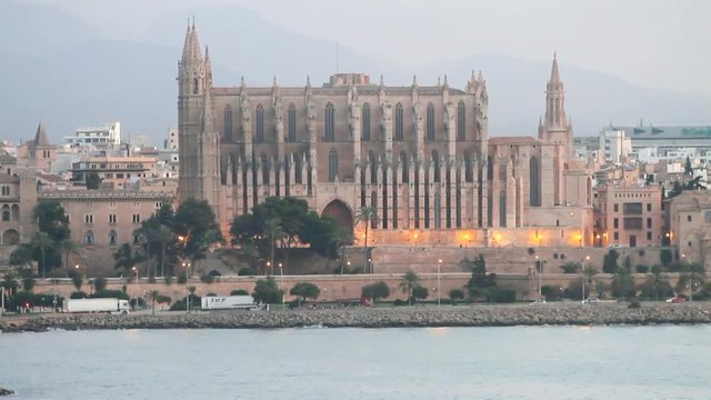 Cathedral on sea coast. Palma-de-Majorca, Spain