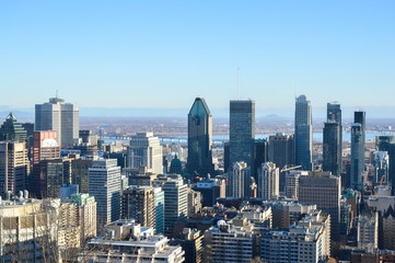 Fototapeta na wymiar Montreal Skyline in winter, Canada