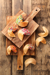 Fortune cookies  on wooden background