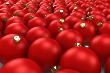 Red Christmas Bauble Decorations Background - 3D Illustration