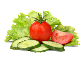 Fresh vegetables on white background
