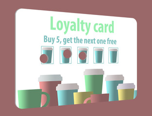 A loyalty card, mock card from a coffee shop illustrates the idea of loyalty cards for loyal customers.