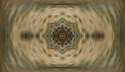 Persian Carpet Texture, abstract ornament. Round mandala pattern, Middle Eastern Traditional Carpet Fabric Texture. Turquoise milky blue grey brown yellow colored and blurred in motion radial