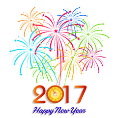 Happy New Year 2017 with fireworks background
