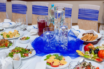 Diverse food on a wedding table