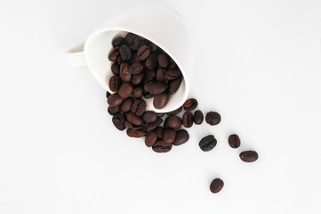 coffee beans in cup, splatter, spill, caffeine, fall, brown, coffee, beans, coffee beans
