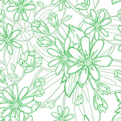 hand drawing flower seamless pattern