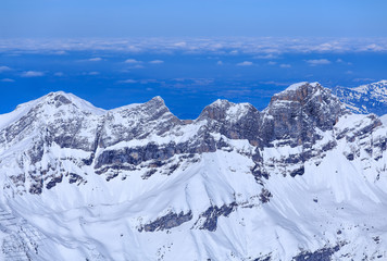 View from Mt. Titlis in the Swiss Alps in winter