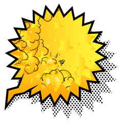 Speech bubble filled with comic book background.