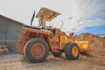 Yellow Construct Tractor vintage