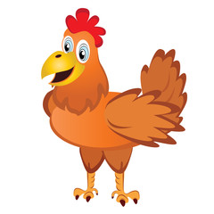 Chicken. Red Rooster symbol by Chinese calendar isolated on white background.