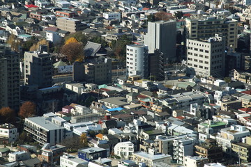 Fototapeta premium aerial view of Shinjuku district modern architecture,Tokyo, Japan