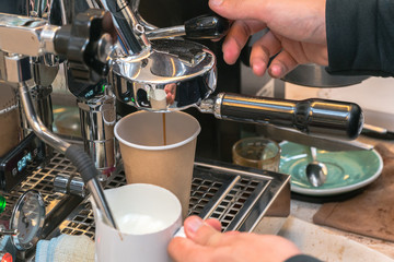 Barista Cafe Making Coffee Preparation
