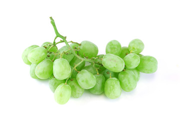 fresh green grapes isolated on white background