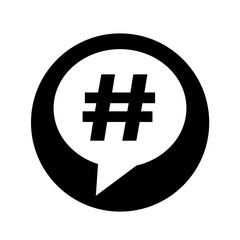 Hashtag speech bubble icon illustration design