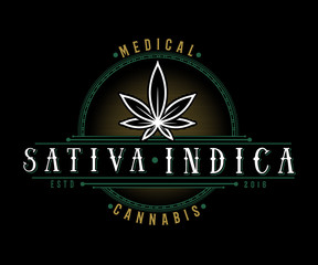 medical cannabis emblem, logo . classic vintage style