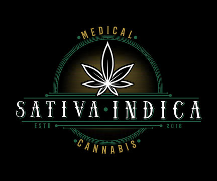 Medical Cannabis Emblem, Logo . Classic Vintage Style