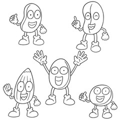 vector set of beans cartoon