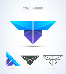 Abstract vector letter T design logo elements for corporate identity. Jewelry, airport, fashion salon, business company elements. Logo elements set.