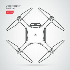Quadcopter line art illustration isolated on white background