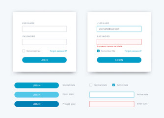 Vector flat log in template. Login web elements