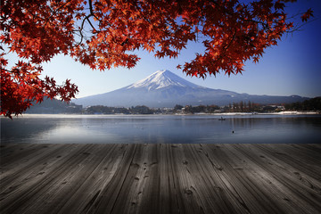 The Fuji mountain with kawaguchiko lake background