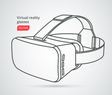 Virtual Reality Glasses Icon In Line Art Style