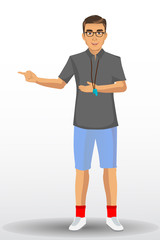 Coach sport with standing position. isolated on background. vector illustration