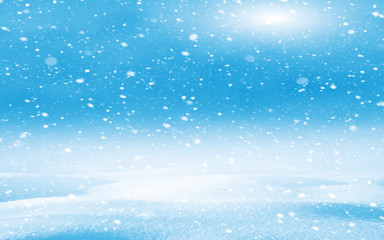 Winter festive background. Winter landscape with brilliant snow in the sunlight.