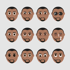 Set of cute bodyguard emoticons.