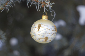 
silver-gold Christmas handmade balls
