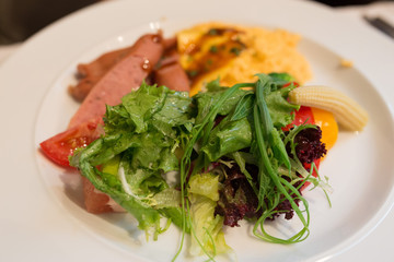 Breakfast with vegetable (salad)