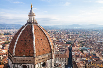 Fototapeta na wymiar above view Dome of Cathedral and Florence skyline