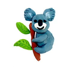 Stickers pour porte Koala Plasticine  baby animal 3D rendering  sculpture isolated on white  