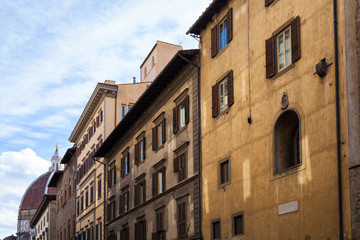 old apartment buildings and dome of Cathedral