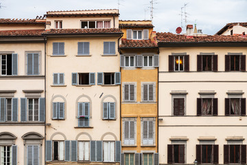 Fototapeta premium facades of various medieval houses in Florence
