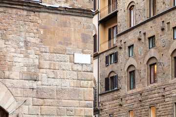 walls of medieval houses in Florence city