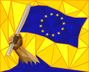 Strong Arm Raising The Flag Of The European Union