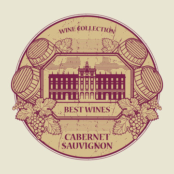 Stamp Label With Text Best Wines Collection, Cabernet Sauvignon